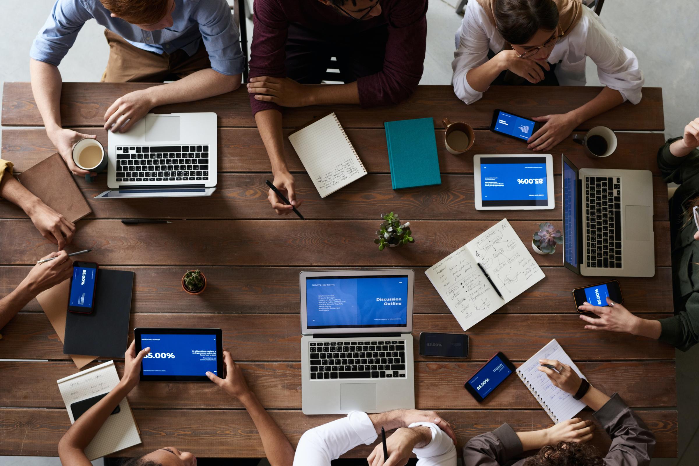 Group of people collaborating on a project