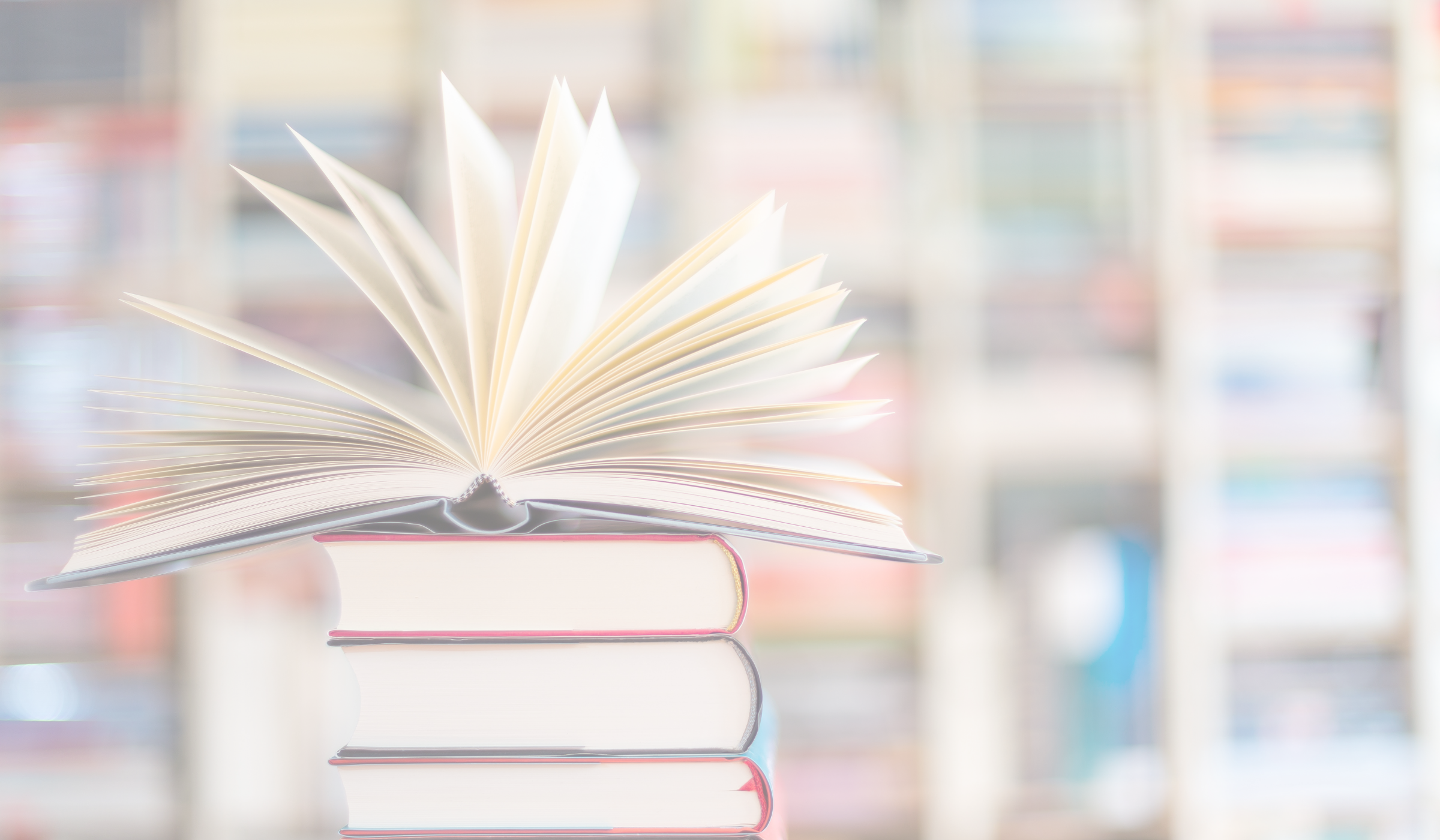 Books stacked in library